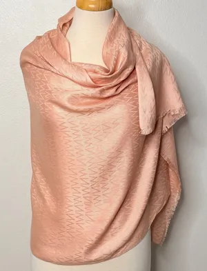 Nine West Peach Jacquard Zigzag Rayon Wrap Scarf with Eyelash Fringe‎ thumbnail 1