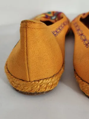 Andre Assous Orange Embroidered Espadrille Slip-On Shoes Size 9.5 thumbnail 6