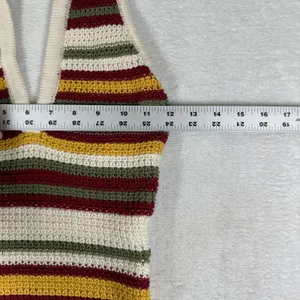 Zara Womens Striped Halter Mini Dress Green Red Yellow Small 4813/812/071 thumbnail 3