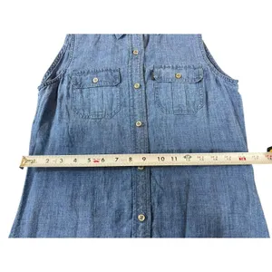 90s Ralph Lauren 100% Linen Shirt Dress Womens PS Blue Sleeveless Button Midi thumbnail 12