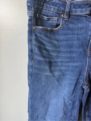American Eagle Kick Boot Crop Jeans Women’s 8 Short Dark Wash Raw Hem thumbnail 2