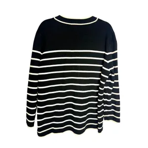 Tuckernuck Lauren Cardigan Size Small Black White Striped V Neck Sweater‎ thumbnail 7