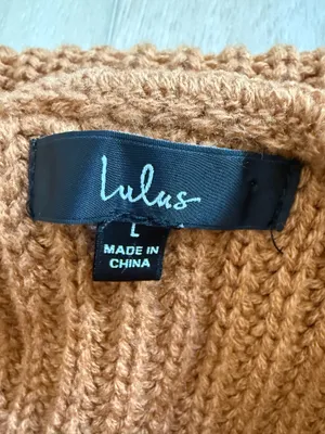 Lulu’s Brown Knit Slouchy Sweater Off the Shoulder Cozy Comfy Size L thumbnail 2