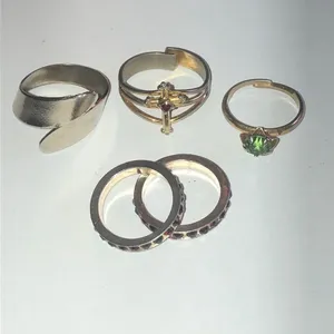 Lot of 5 Vintage Gold Tone & Silver Tone Boho Rings Adjustable & Size 6 & 8 thumbnail 2
