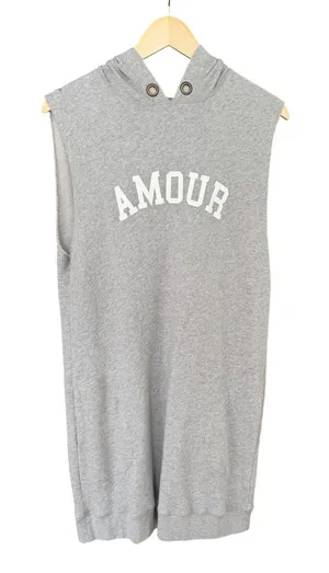 Zadig & Voltaire Amour Hooded Sweatshirt Dress Medium Gray Cotton Modal Pocket thumbnail 1