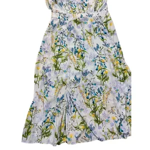 Adelyn Rae ruffle floral midi open back sky blue‎ dress sz M thumbnail 6