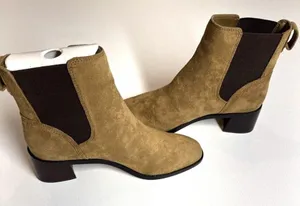 J. Crew Size 7.5 Sueded Chelsea Boots in Rich Coffee Brown thumbnail 9