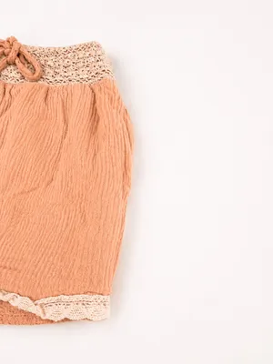 Listicle Peach Boho Gauze Lace Trim Lounge Shorts | Size Small thumbnail 4