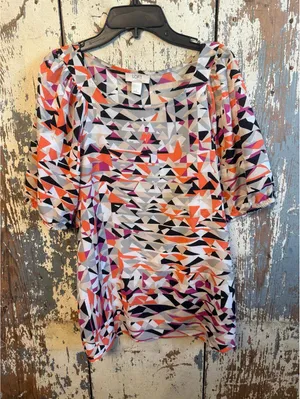 LOFT Women’s Short Sleeve Geometric print blouse Small thumbnail 1