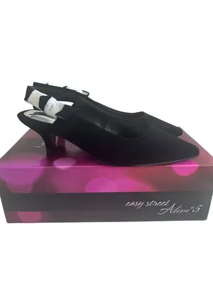 EASY STREET Black Lamy Fabric Slingback Bow Kitten Heels Size 8 NEW NIB thumbnail 2