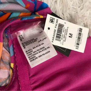 Macy’s Bar III Paradise In The Palms Cowl Neck One-Piece Swimsuit Pink‎ Medium thumbnail 8