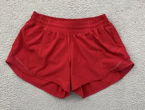 Lululemon Hotty Hot Shorts Low Rise 4" Dark Red Athletic Athleisure Women's 6 thumbnail 1