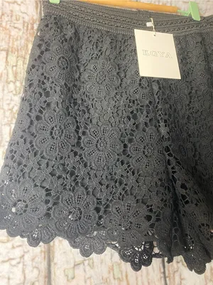 Luxe Black Lace Shorts Summer Chic Goth Grunge Glam Quiet Luxury M thumbnail 7