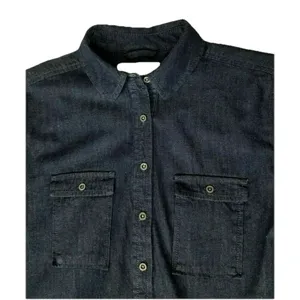Ann Taylor LOFT Women's ‎ Small Dark Blue Denim Long Roll Tab Sleeve Dress Tunic thumbnail 4