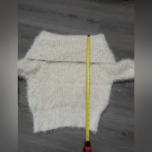 Cozy Fluffy Off-Shoulder Oversized Cream Sweater thumbnail 5