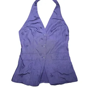 Maeve Linen‎ Blend Halter Vest Size Small Navy Blue Anthropologie Linen Summer thumbnail 5