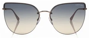 Tom Ford Ingrid-02 TF 652 28P Cat-eye gradient smoke sunglasses rose gold metal frame thumbnail 1