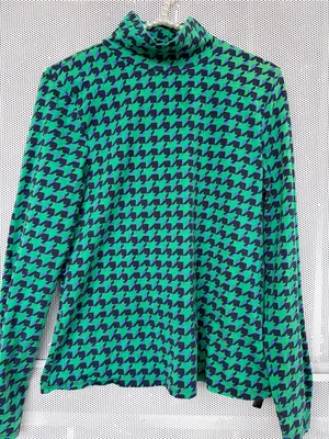 Maeve Green & Navy Houndstooth Turtleneck Long Sleeve Tee thumbnail 2