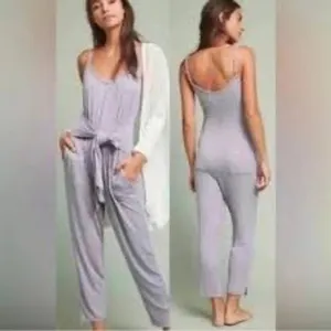 Saturday Sunday Jumpsuit Womens Small Purple Excellent Ribbed Knit Tie Waist thumbnail 2