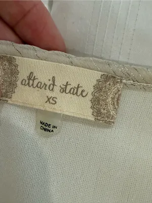 Altard State Ivory Metallic Shimmer Ruffle Mini Dress XS thumbnail 6