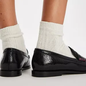 NWOT Free People Blanket Stitch Loafers in Black thumbnail 3