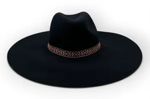 American Eagle Black Wool Wide Brim Floppy Summer Hat One Size thumbnail 1