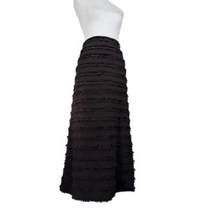 NWT H&M Dark Brown Fringe Maxi Pencil Skirt thumbnail 4
