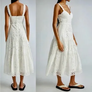 FARM Rio Midi Dress XL White Richelieu Broderie Anglaise Sundress Bustier Corset thumbnail 4
