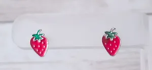 Vintage Stud Earrings Strawberry Retro Fruit Red thumbnail 1