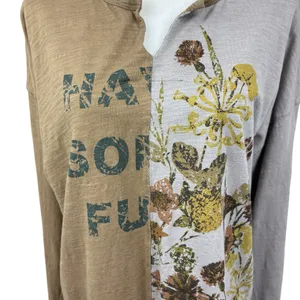 Cotton Bleu floral top size Large fairy y2k fall colorblock back to school thumbnail 2