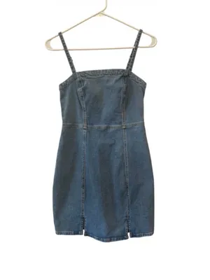Aeropostale Women’s Light Blue Denim Stretch Dress with Slim Straps thumbnail 2