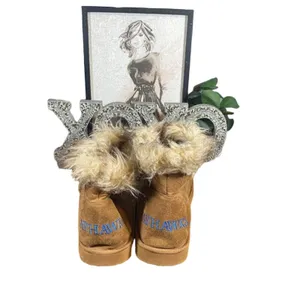 Kansas Jayhawks Women’s Faux Fur & Suede College Logo Winter Boot Slippers Sz XL thumbnail 10