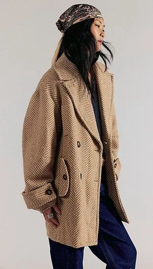 Free people Ari Wool Blend Peacoat in size Large. NWT thumbnail 1