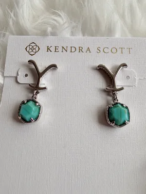 Kendra Scott x Yellowstone Dutton Drop Earrings Vintage Silver Turquoise thumbnail 4