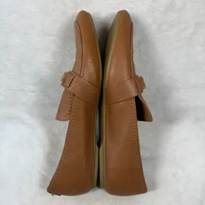 Calvin Klein Orianna Brown Leather Loafers Gold Logo Bar Flats Womens 11 34E2408 thumbnail 9
