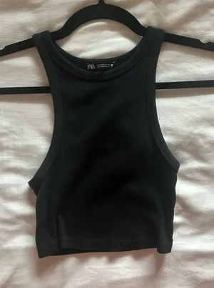 Cropped ZARA Tank Black Top thumbnail 1