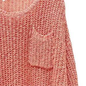 Free People Greenwich Village Sweater Sz M Coral Open Knit Oversized Tunic Boho thumbnail 6