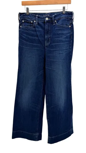 J.Crew 96 Denim Trouser High Rise Wide Leg Jeans Indigo Blue‎ 28 Dark Wash thumbnail 1