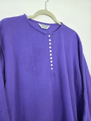 Vintage 80s 90s Blair Henley Top Purple Women Plus 3X Size Grannycore Retro thumbnail 3