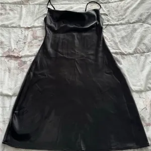Threads & States black satin spaghetti straps cowl neck slip dress, size S party thumbnail 1