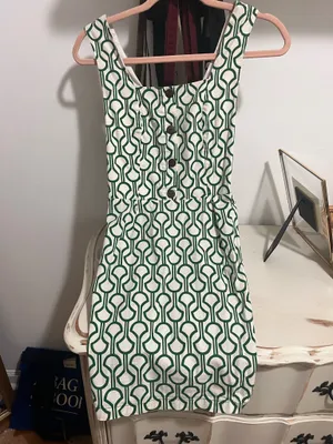 green and white print casual dress thumbnail 2