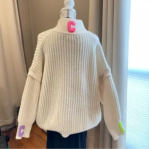 Cozy White Cream Zip-Up Oversized Cardigan Sweater thumbnail 2