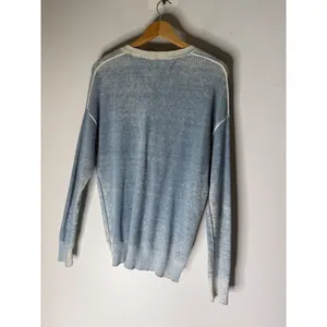 ATM Anthony Thomas Melillo Light Blue Acid Wash Ribbed V-Neck Cardigan Small thumbnail 2