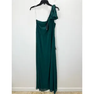 Lulus Simply Brilliant Emerald One-Shoulder Bow Maxi Dress Formal Large NWT thumbnail 5