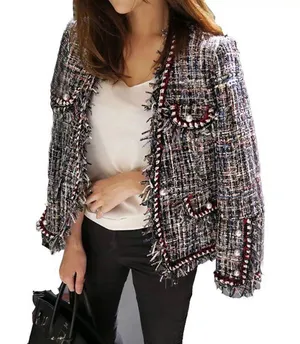 New Small Tweed Logo Jacket O Neck Blazer thumbnail 1