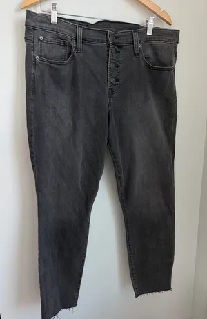 GAP Women's Black Washed Skinny Jeans with Button-Fly thumbnail 1