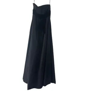 Zara Basic Small Black Strapless Fairy Grunge‎ Whimsygoth Velvet Tie Maxi Dress thumbnail 4