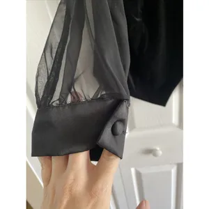 After Dark Vintage Velvet Sheer Sleeve‎ Evening Jacket Womens Size L Black Glam thumbnail 4