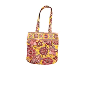 Vera Bradley Bali Gold‎ Tote Quilt Yellow Pink Monogram S thumbnail 2