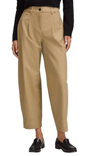 Lululemon Womens City Sleek Mid-Rise Barrel-Leg Pants Tan LW5FF8S Size 24 Preppy thumbnail 1